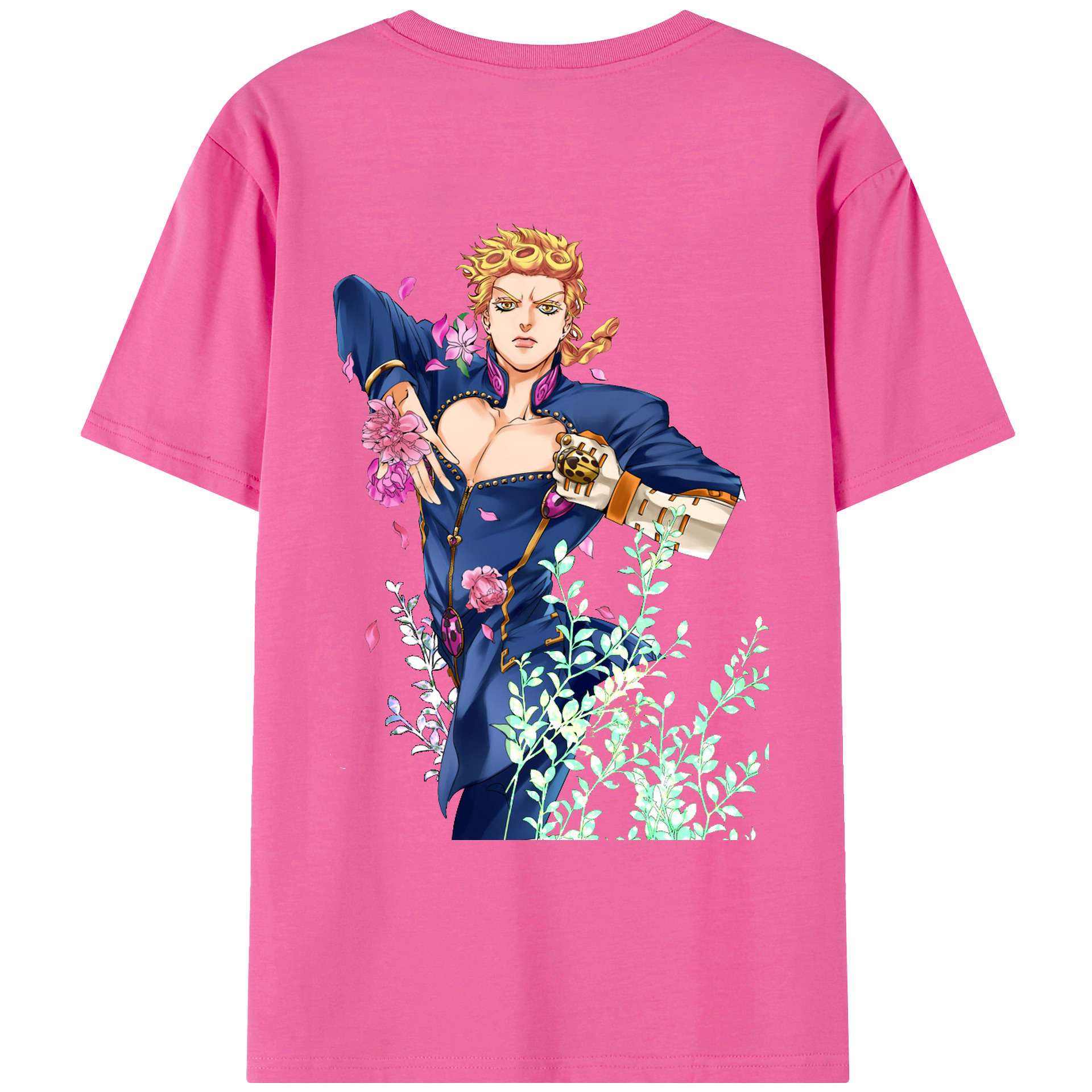 （画像用） ジョジョの奇妙な冒険 ジョルノ?ジョバァーナ JoJo's Bizarre Adventure Giorno Giovanna レディース半袖Tシャツ(バックプリント)